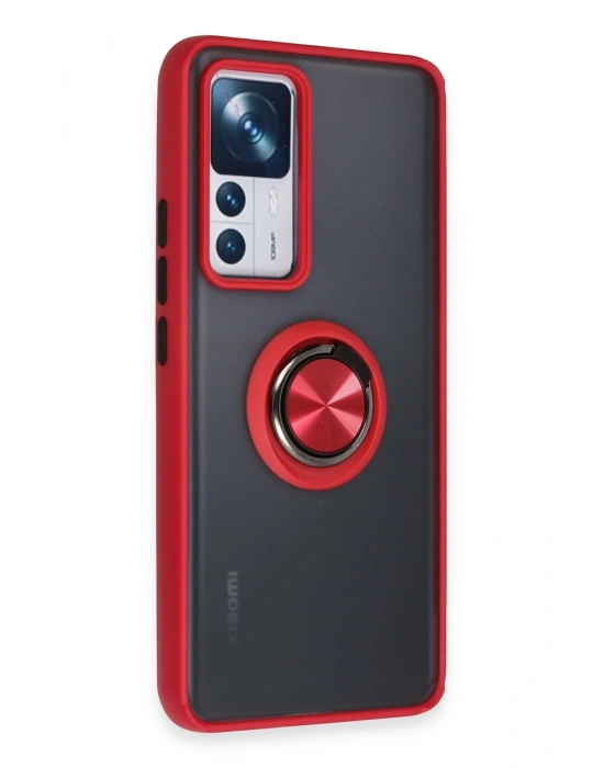 Newface Xiaomi Mi 12T Pro Kılıf Montreal Yüzüklü Silikon Kapak - Kırmızı