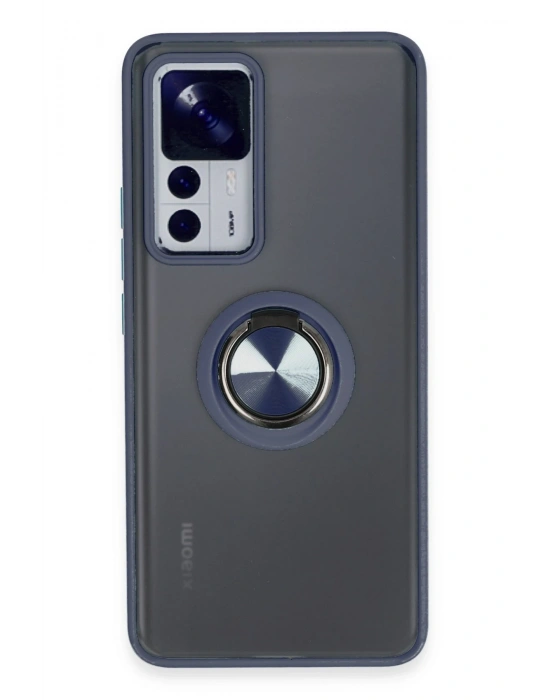 Newface Xiaomi Mi 12T Pro Kılıf Montreal Yüzüklü Silikon Kapak - Lacivert