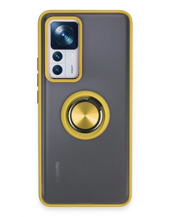 Newface Xiaomi Mi 12T Pro Kılıf Montreal Yüzüklü Silikon Kapak - Sarı