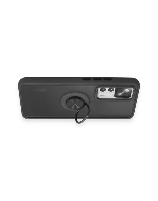 Newface Xiaomi Mi 12T Pro Kılıf Montreal Yüzüklü Silikon Kapak - Siyah