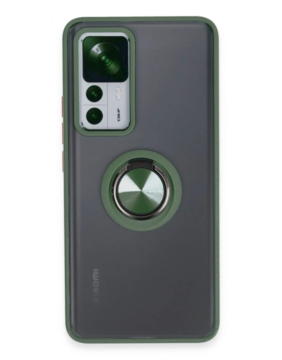 Newface Xiaomi Mi 12T Pro Kılıf Montreal Yüzüklü Silikon Kapak - Yeşil