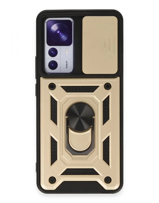 Newface Xiaomi Mi 12T Pro Kılıf Pars Lens Yüzüklü Silikon - Gold