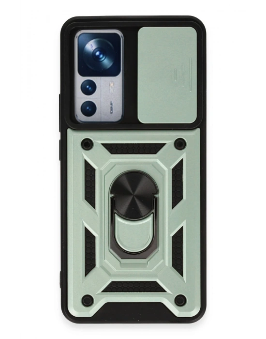 Newface Xiaomi Mi 12T Pro Kılıf Pars Lens Yüzüklü Silikon - Yeşil