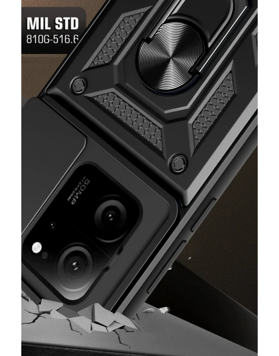 Newface Xiaomi Mi 13T Pro Kılıf Pars Lens Yüzüklü Silikon - Kırmızı