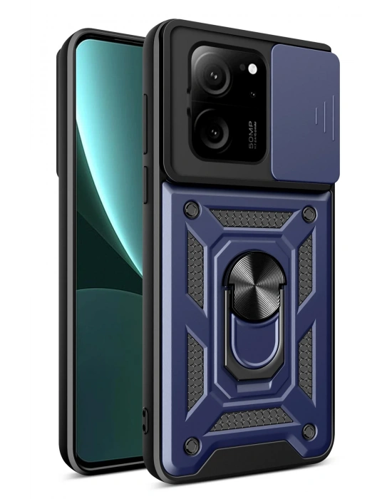 Newface Xiaomi Mi 13T Pro Kılıf Pars Lens Yüzüklü Silikon - Lacivert