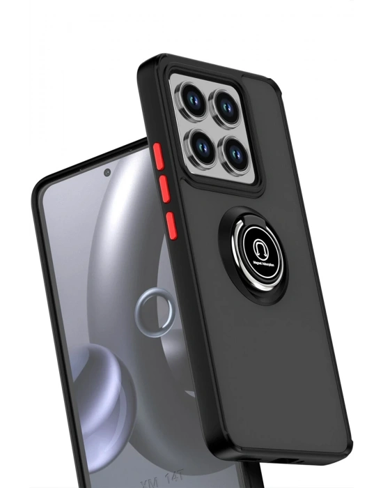 Newface Xiaomi Mi 14T Montreal Yüzüklü Silikon Kapak - Siyah