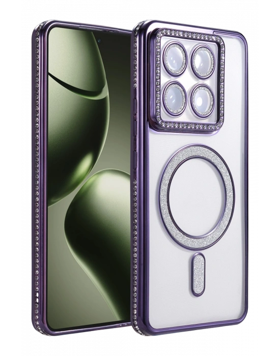 Newface Xiaomi Mi 14T Pro Joke Simli Magneticsafe Kılıf - Derin Mor