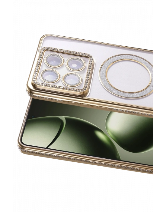 Newface Xiaomi Mi 14T Pro Joke Simli Magneticsafe Kılıf - Gold