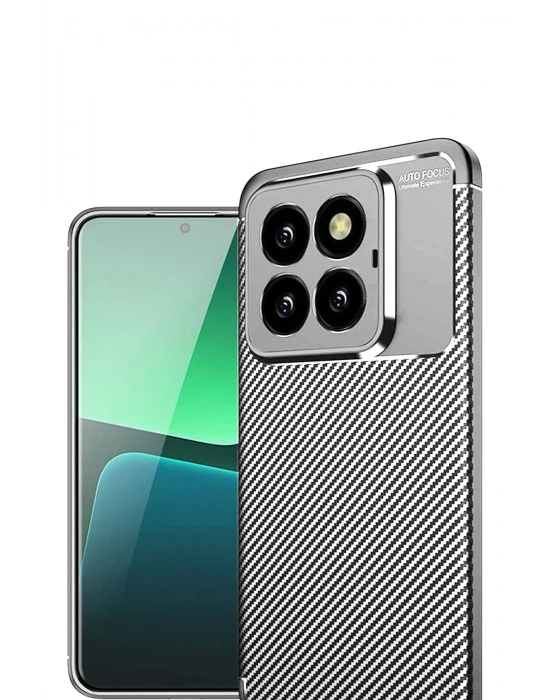 Newface Xiaomi Mi 14T Pro Kılıf Auto Focus Karbon Kapak - Gri