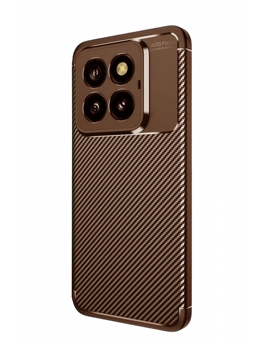 Newface Xiaomi Mi 14T Pro Kılıf Auto Focus Karbon Kapak - Kahverengi