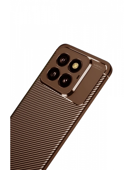 Newface Xiaomi Mi 14T Pro Kılıf Auto Focus Karbon Kapak - Kahverengi