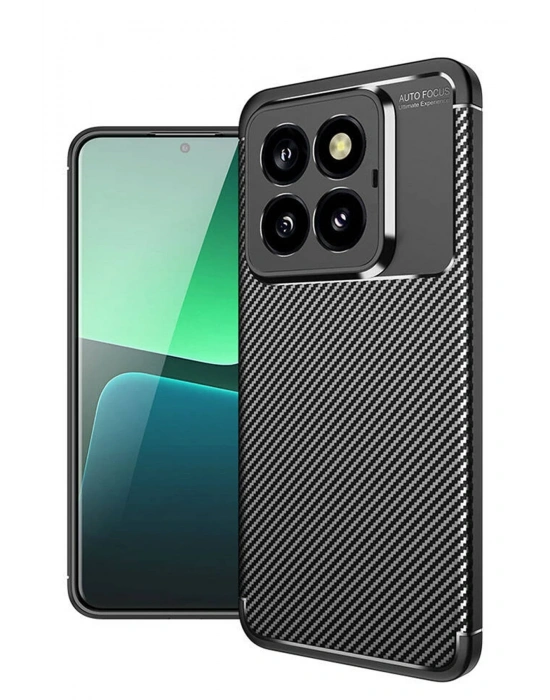 Newface Xiaomi Mi 14T Pro Kılıf Auto Focus Karbon Kapak - Siyah