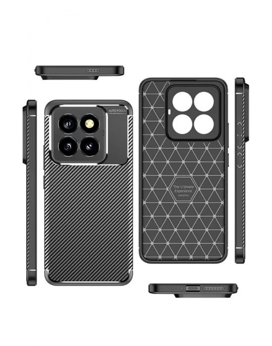 Newface Xiaomi Mi 14T Pro Kılıf Auto Focus Karbon Kapak - Siyah