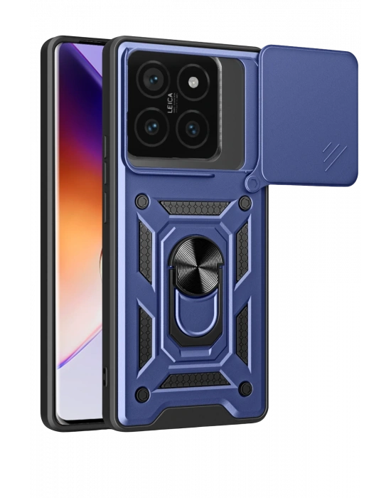 Newface Xiaomi Mi 14T Pro Kılıf Pars Lens Yüzüklü Silikon - Lacivert