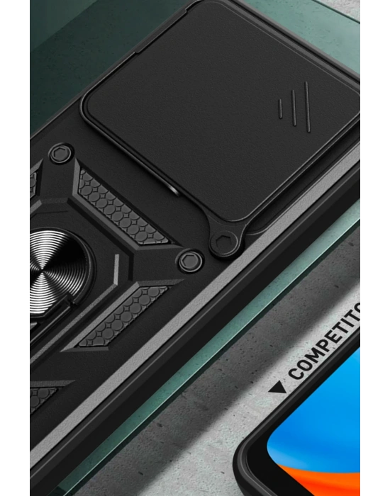 Newface Xiaomi Mi 14T Pro Kılıf Pars Lens Yüzüklü Silikon - Siyah