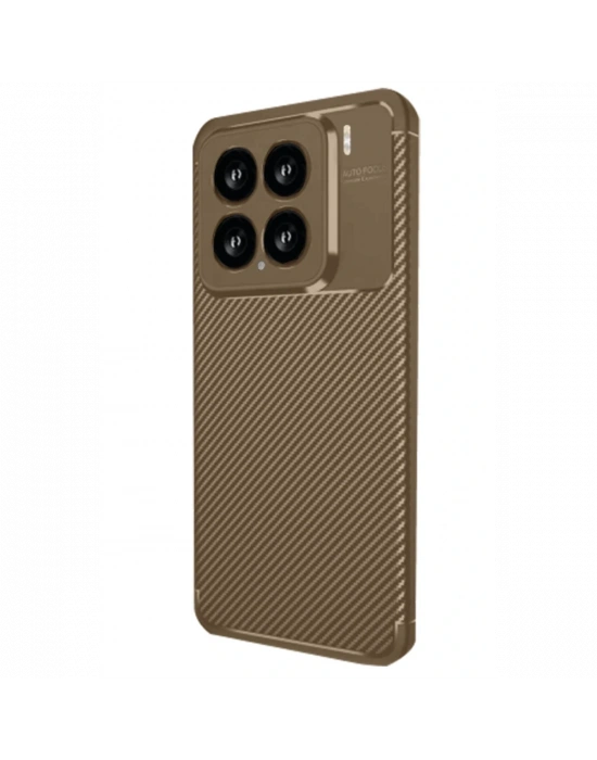 Newface Xiaomi Mi 15 Kılıf Auto Focus Karbon Kapak - Kahverengi