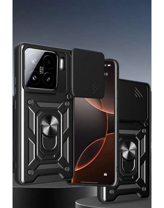 Newface Xiaomi Mi 15 Kılıf Pars Lens Yüzüklü Silikon - Yeşil