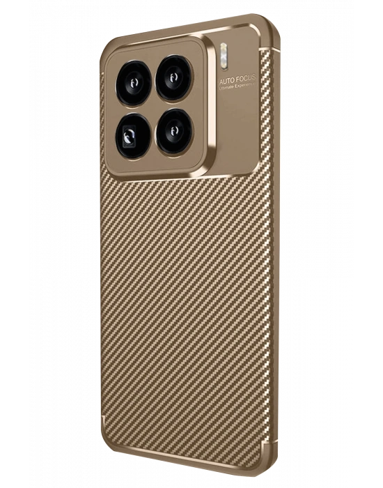 Newface Xiaomi Mi 15 Pro Kılıf Auto Focus Karbon Kapak - Kahverengi