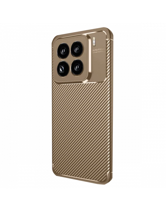 Newface Xiaomi Mi 15 Pro Kılıf Auto Focus Karbon Kapak - Kahverengi