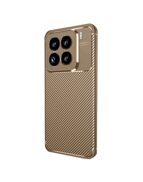 Newface Xiaomi Mi 15 Pro Kılıf Auto Focus Karbon Kapak - Kahverengi