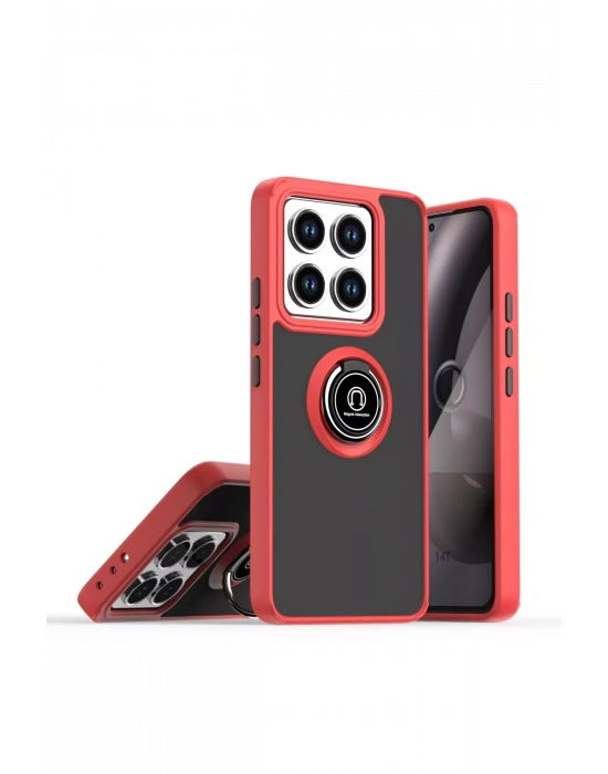 Newface Xiaomi Mi 15 Pro Kılıf Montreal Yüzüklü Silikon Kapak - Kırmızı