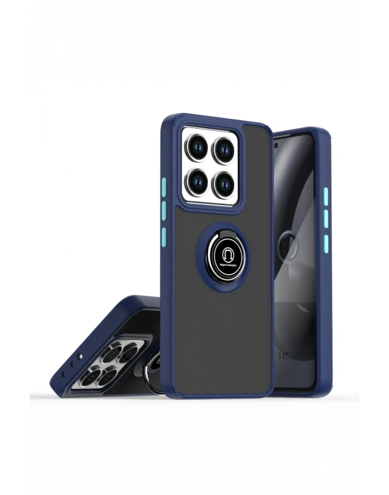 Newface Xiaomi Mi 15 Pro Kılıf Montreal Yüzüklü Silikon Kapak - Lacivert