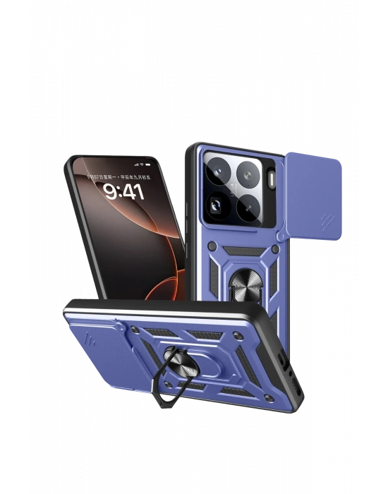 Newface Xiaomi Mi 15 Pro Kılıf Pars Lens Yüzüklü Silikon - Lacivert