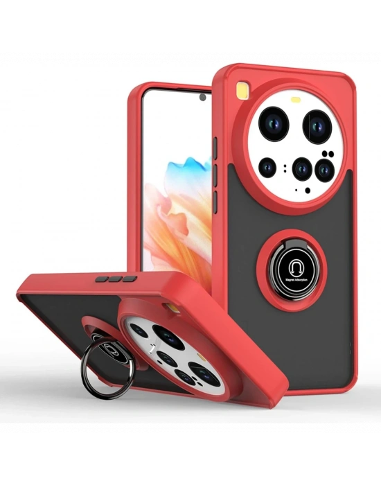 Newface Xiaomi Mi 15 Ultra Kılıf Montreal Yüzüklü Silikon Kapak - Kırmızı