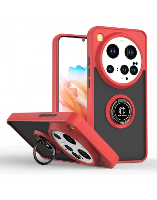 Newface Xiaomi Mi 15 Ultra Kılıf Montreal Yüzüklü Silikon Kapak - Kırmızı