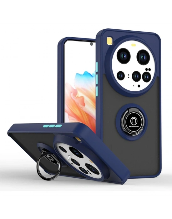 Newface Xiaomi Mi 15 Ultra Kılıf Montreal Yüzüklü Silikon Kapak - Lacivert