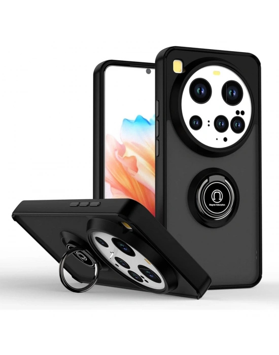 Newface Xiaomi Mi 15 Ultra Kılıf Montreal Yüzüklü Silikon Kapak - Siyah