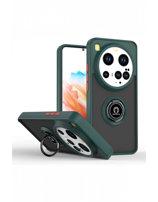 Newface Xiaomi Mi 15 Ultra Kılıf Montreal Yüzüklü Silikon Kapak - Yeşil