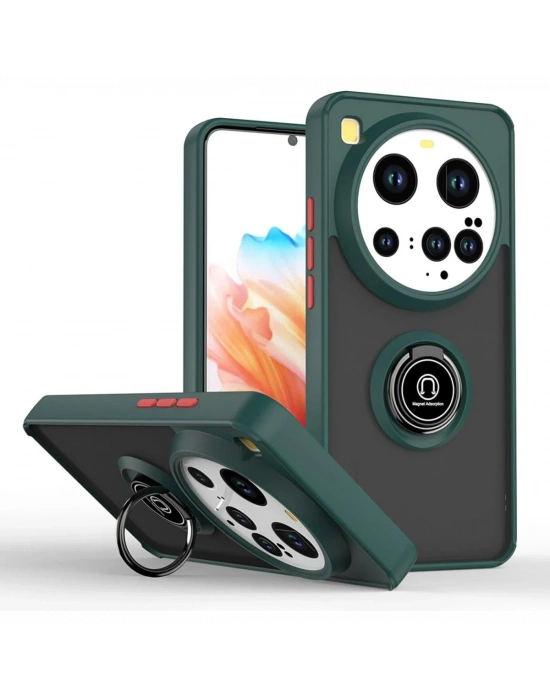 Newface Xiaomi Mi 15 Ultra Kılıf Montreal Yüzüklü Silikon Kapak - Yeşil