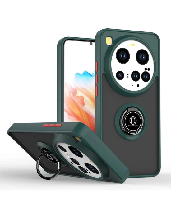 Newface Xiaomi Mi 15 Ultra Kılıf Montreal Yüzüklü Silikon Kapak - Yeşil