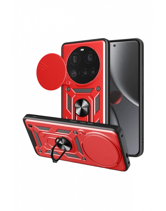 Newface Xiaomi Mi 15 Ultra Kılıf Pars Lens Yüzüklü Silikon - Kırmızı