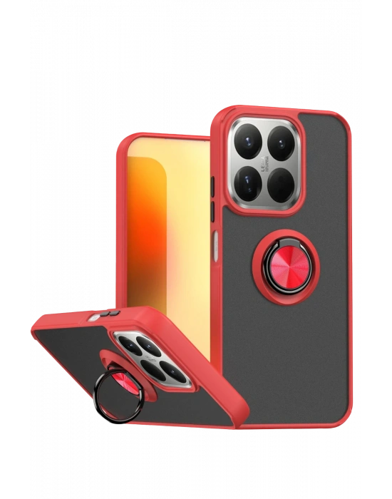 Newface Xiaomi Mi 15T Montreal Yüzüklü Silikon Kapak - Kırmızı