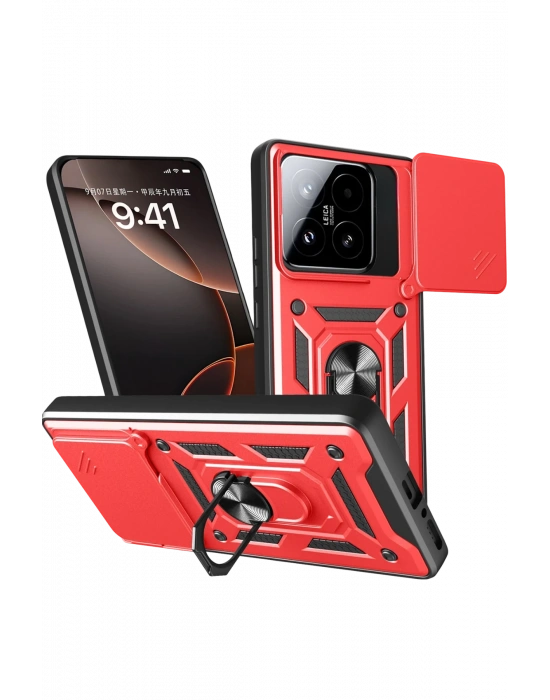 Newface Xiaomi Mi 15T Pars Lens Yüzüklü Silikon - Kırmızı