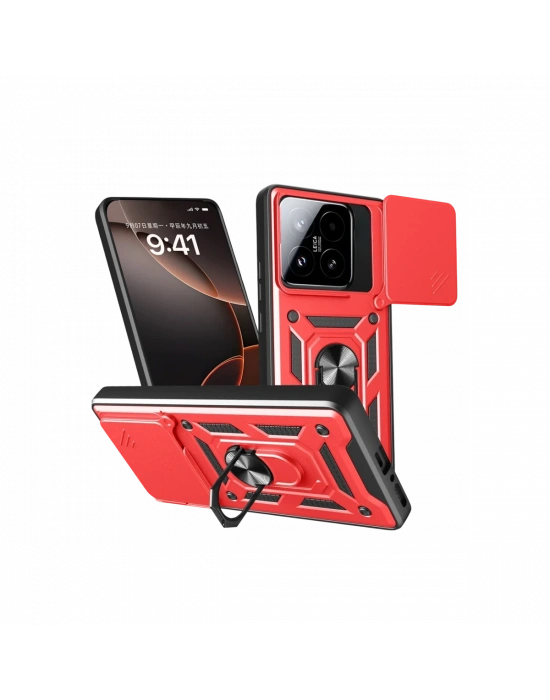 Newface Xiaomi Mi 15T Pars Lens Yüzüklü Silikon - Kırmızı