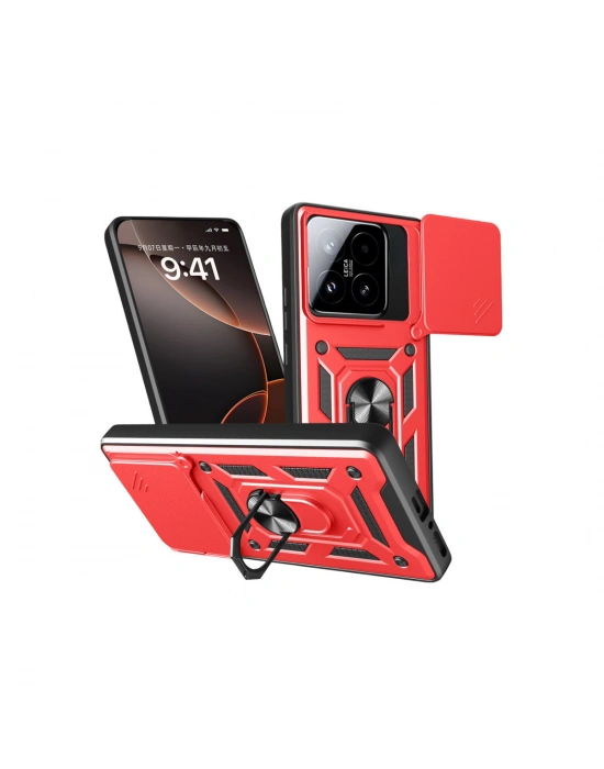 Newface Xiaomi Mi 15T Pars Lens Yüzüklü Silikon - Kırmızı