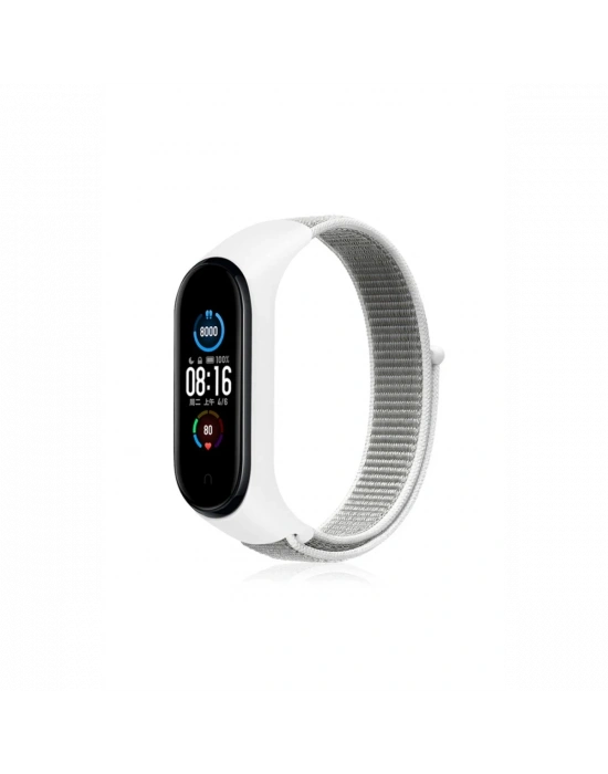 Newface Xiaomi Mi Band 4 Hasırlı Cırtcırtlı Kordon - Beyaz