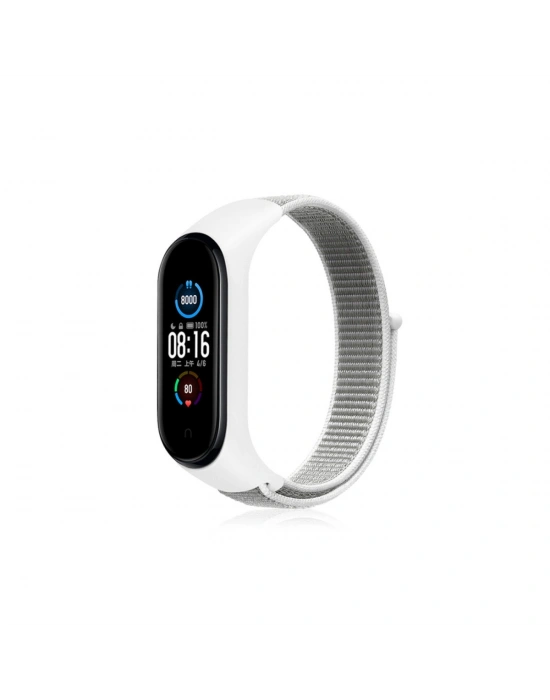 Newface Xiaomi Mi Band 4 Hasırlı Cırtcırtlı Kordon - Beyaz