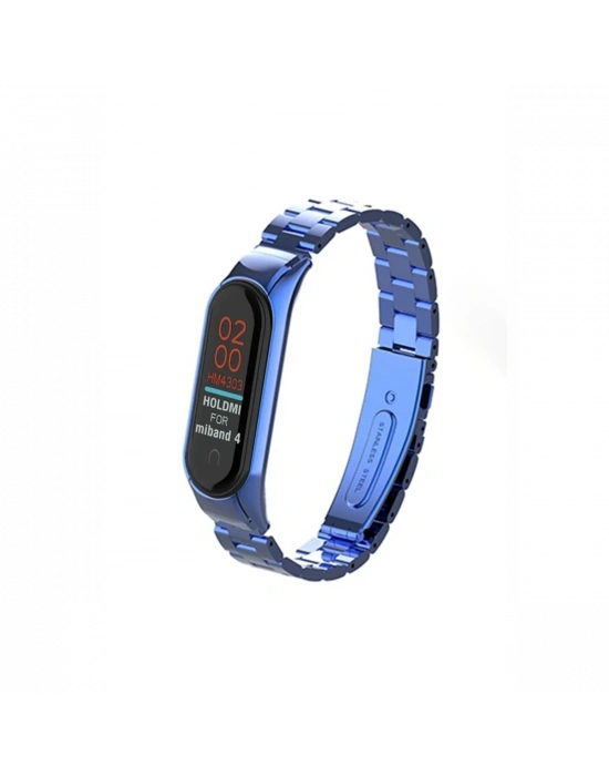 Newface Xiaomi Mi Band 4 Metal Baklalı Kordon - Mavi
