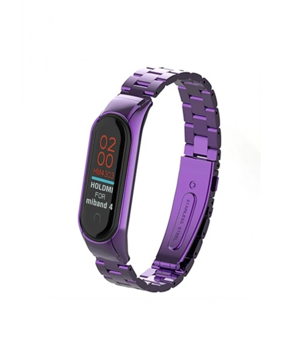Newface Xiaomi Mi Band 4 Metal Baklalı Kordon - Mor