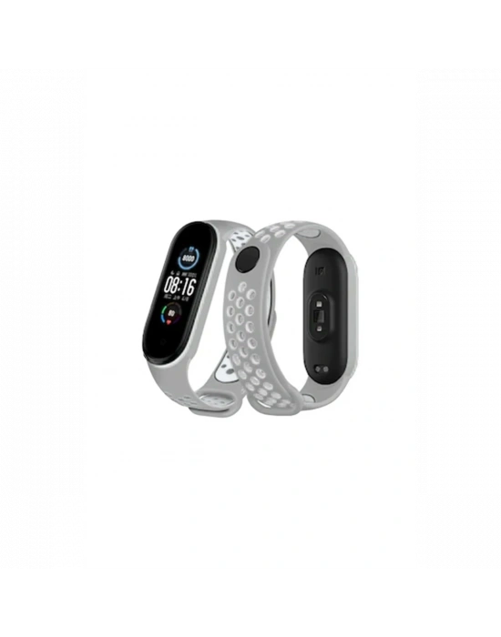 Newface Xiaomi Mi Band 4 Spor Delikli Kordon - Gri-Beyaz
