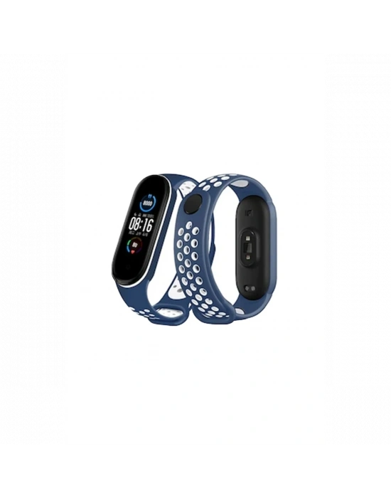 Newface Xiaomi Mi Band 4 Spor Delikli Kordon - Lacivert-Beyaz