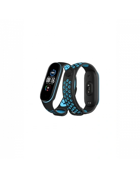 Newface Xiaomi Mi Band 4 Spor Delikli Kordon - Siyah-Mavi