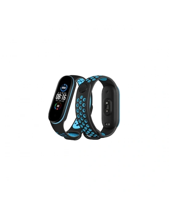 Newface Xiaomi Mi Band 4 Spor Delikli Kordon - Siyah-Mavi