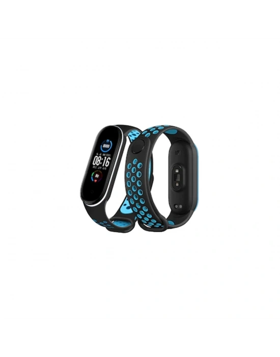 Newface Xiaomi Mi Band 4 Spor Delikli Kordon - Siyah-Turkuaz