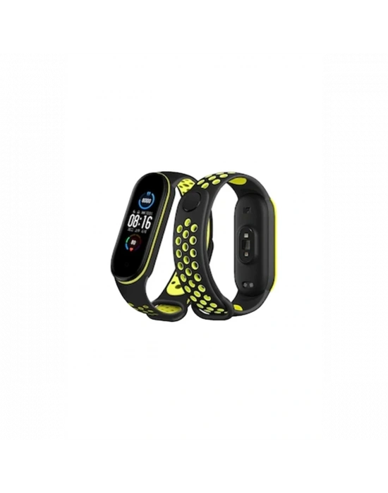 Newface Xiaomi Mi Band 4 Spor Delikli Kordon - Siyah-Yeşil