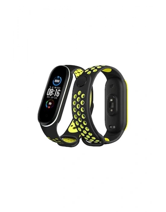 Newface Xiaomi Mi Band 4 Spor Delikli Kordon - Siyah-Yeşil-Beyaz